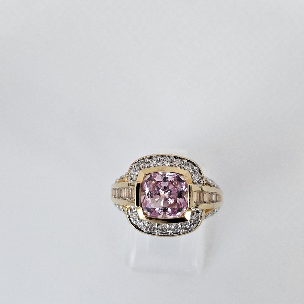 Rare Victoria Wieck Pink Sapphire & White Absolute Gemstones Vermeil Ring Sz 6! - Picture 7 of 11